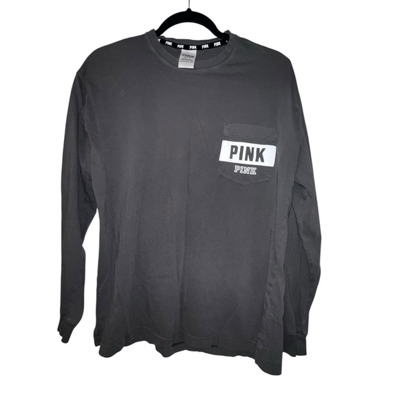 PINK Victoria's Secret Tops - PINK Victoria's Secret Gray Long Sleeve Shirt